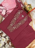 Pure Muslin Rose Pink Festival Wear Hand Work Readymade Straight Suit